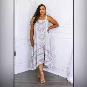 Striped Purple and White Maxi Dress